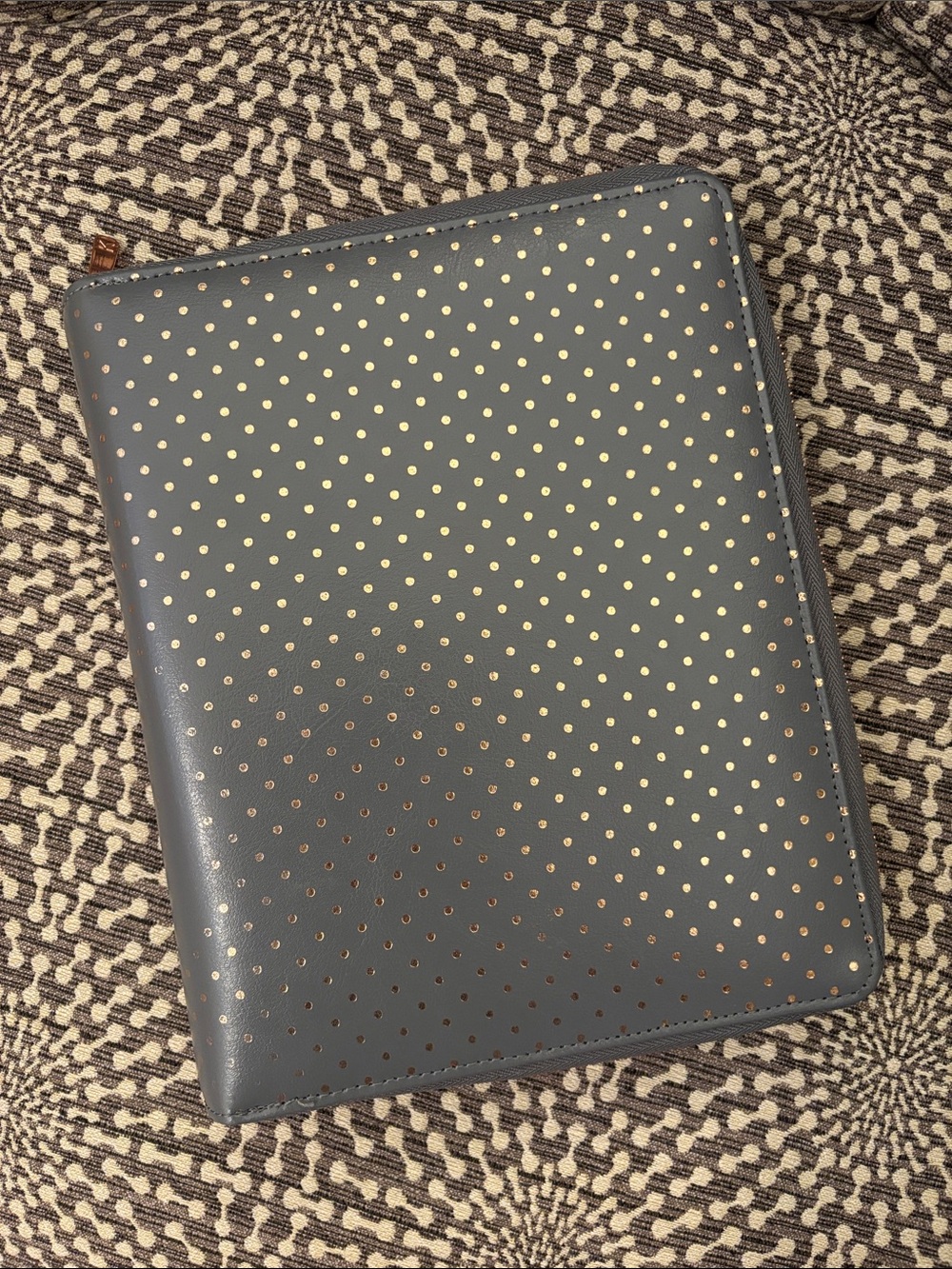 Kikki.k A5 Rings Size Zip Around Planner Notebook Polka Dot Cover Grey Rose